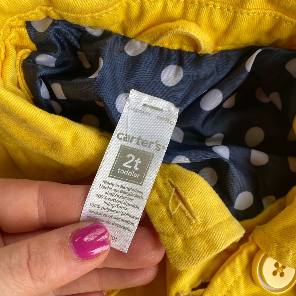 Yellow Carter’s Spring Jacket 2T - Picture 3 of 3